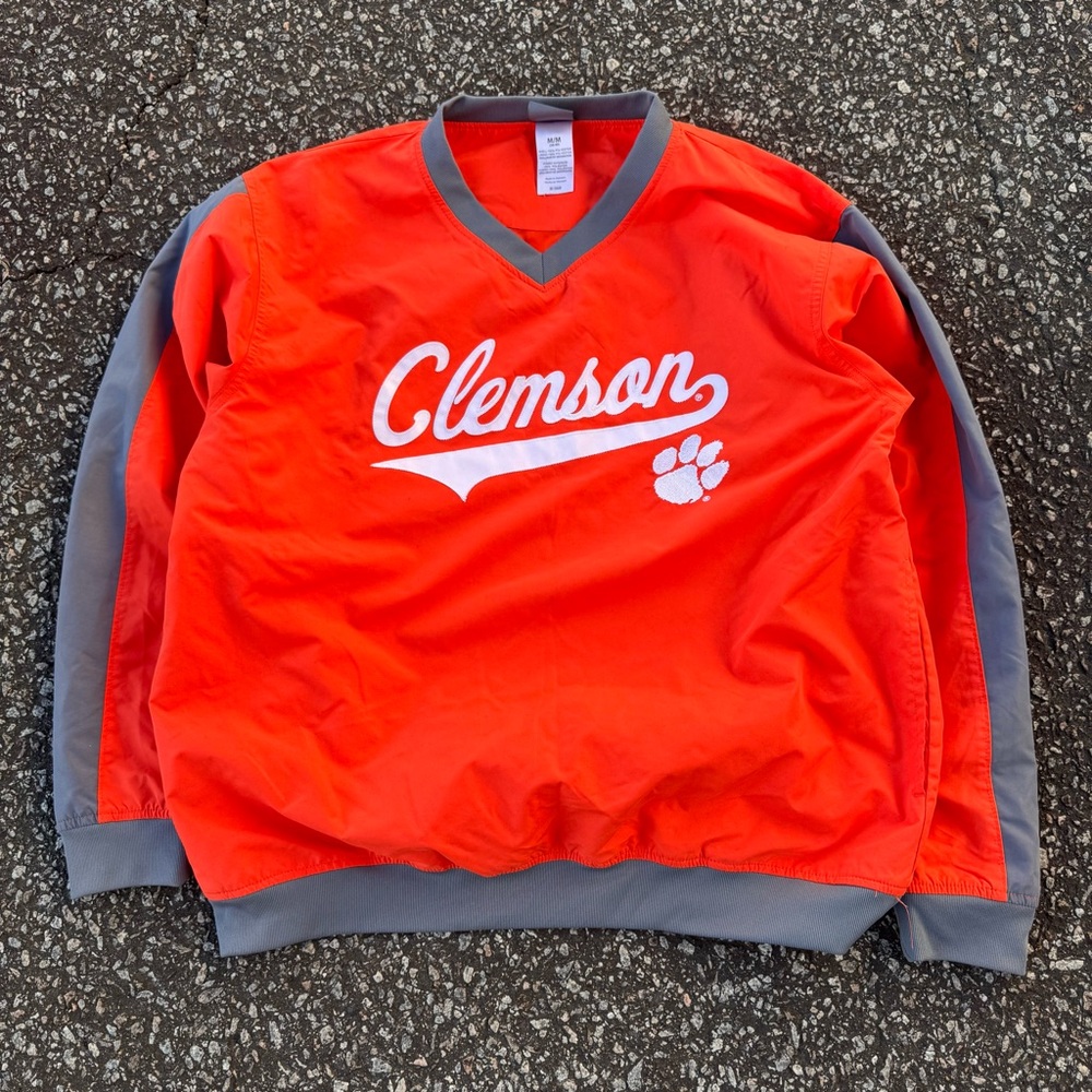 Clemson University Orange and Gray Pullover Windbreaker Jacket Men’s Size Medium